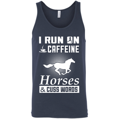 I Run On Caffeine Horses And Cuss Words-T-Shirt & Hoodie-Unisex Tank-Navy