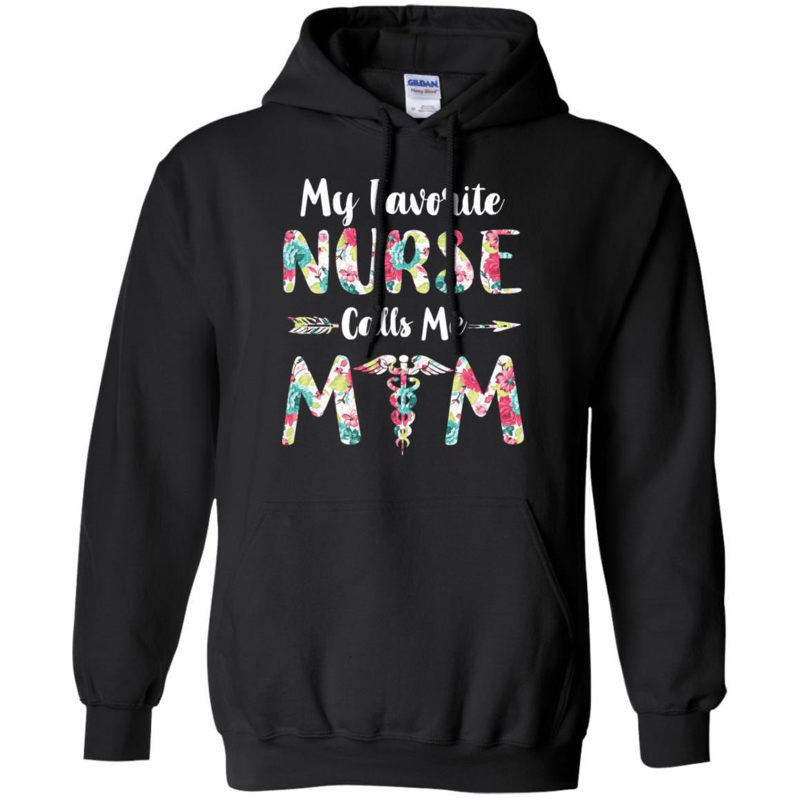 Floral My Favorite Nurse Calls Me Mom Mothers Day Gift-T-Shirt & Hoodie-Pullover Hoodie-Black