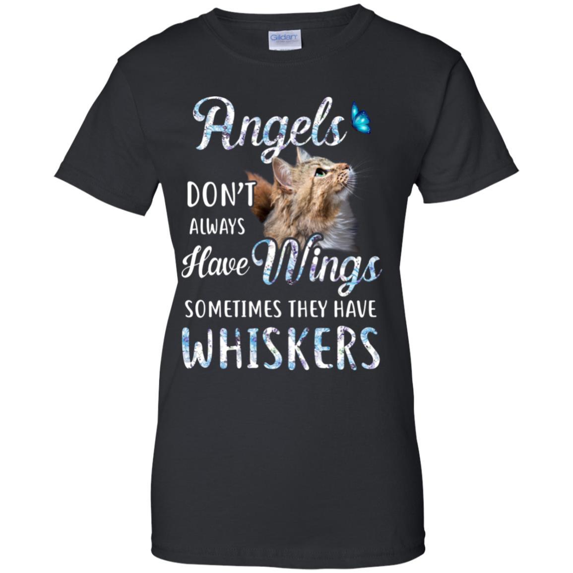 Angels Don't Always Have Wings Sometimes They Have Whiskers-T-Shirt & Tank Top-Women's T-Shirt-Black