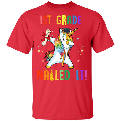 Dabbing 1st Grade Unicorn Nailed It Graduation Class Of 2021 Youth-Youth Shirt-Youth T-Shirt-Red