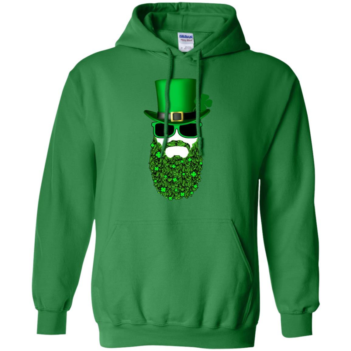 Bearded Man Moustache Leprechauns St Patrick's Day-T-Shirt & Hoodie-Pullover Hoodie-Irish Green