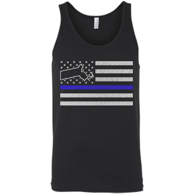 Massachusetts Thin Blue Line Police State-T-Shirt & Hoodie-Unisex Tank-Black