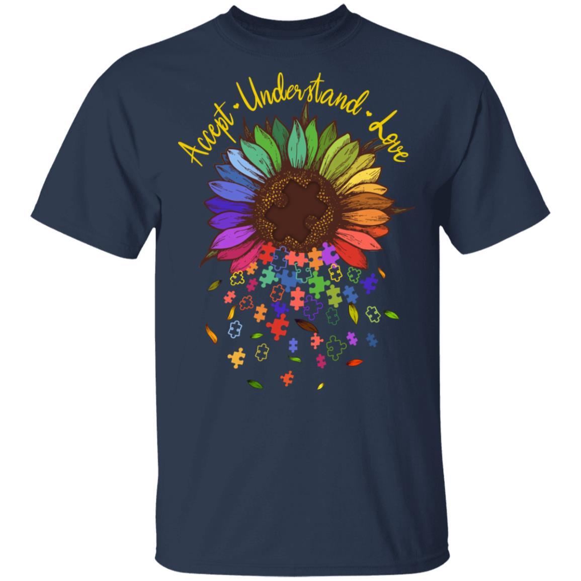 Floral Autism Awareness Daisy Flower For Mom Women-T-Shirt & Hoodie-Classic T-Shirt-Navy