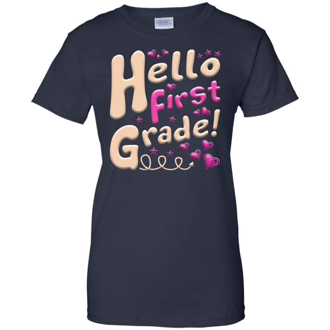 Hello First Grade First Day Of School-T-Shirt & Hoodie-Women's T-Shirt-Navy