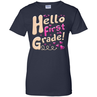 Hello First Grade First Day Of School-T-Shirt & Hoodie-Women's T-Shirt-Navy