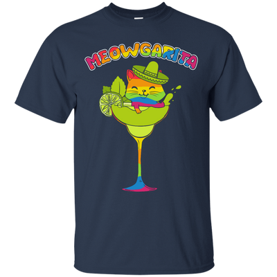 Rainbow Meowgarita Margarita Cat Lover-T-Shirt & Hoodie-Classic T-Shirt-Navy
