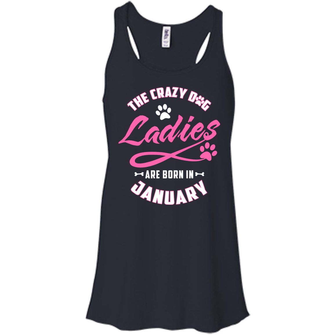 The Crazy Dog Ladies Are Born In January-T-Shirt & Hoodie-Women's Flowy Racerback Tank-Midnight