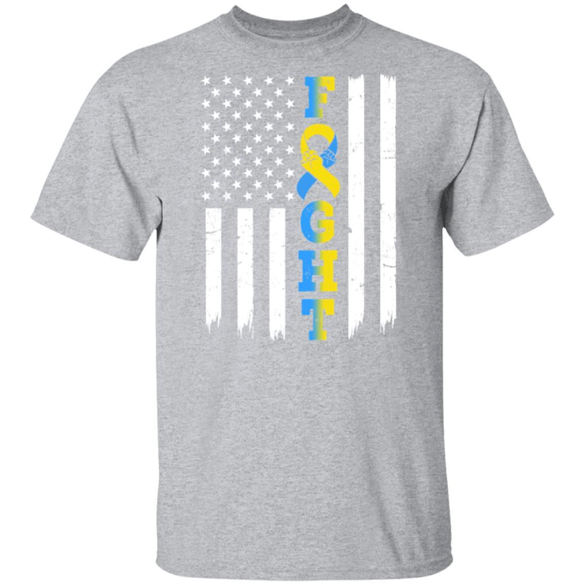Down Syndrome Awareness American Flag Distressed-T-Shirt & Hoodie-Classic T-Shirt-Sport Grey
