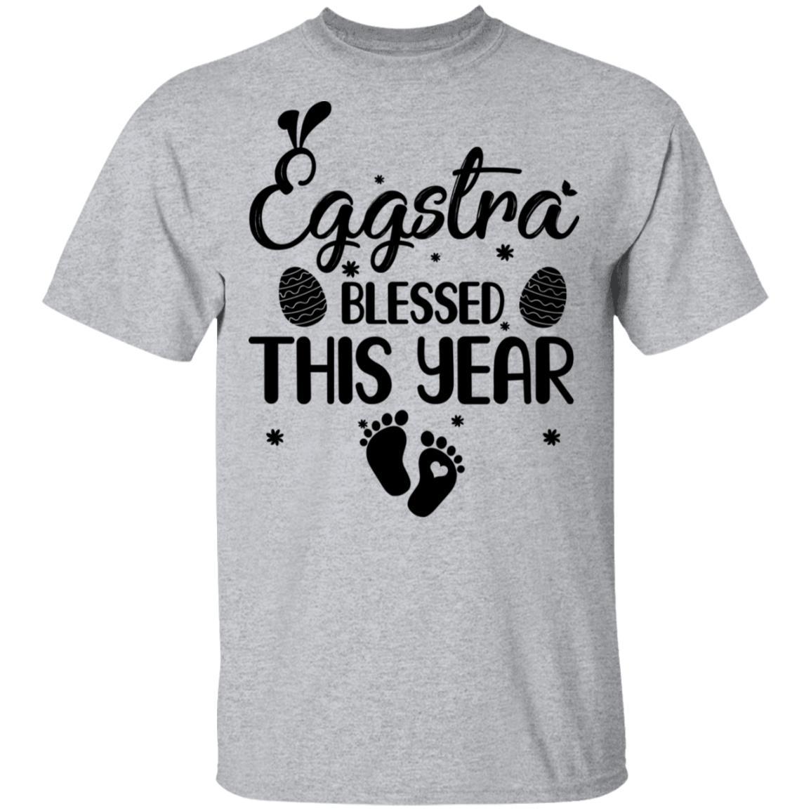 Womens Eggstra Blessed This Year Costume Funny Easter Pregnancy-T-Shirt & Tank Top-Classic T-Shirt-Sport Grey