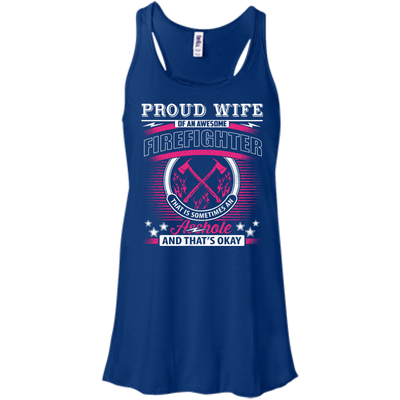 Proud Wife Of An Awesome Firefighter-T-Shirt & Hoodie-Women's Flowy Racerback Tank-True Royal