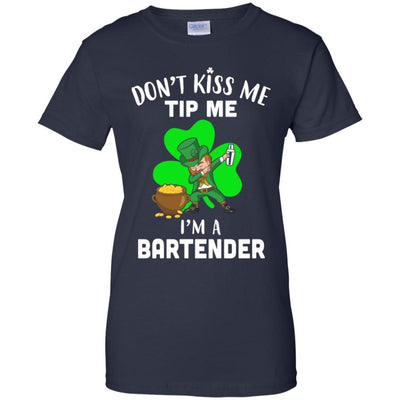 Funny Don't Kiss Me Tip Me I'm A Bartender St Patrick Day-T-Shirt & Hoodie-Women's T-Shirt-Navy