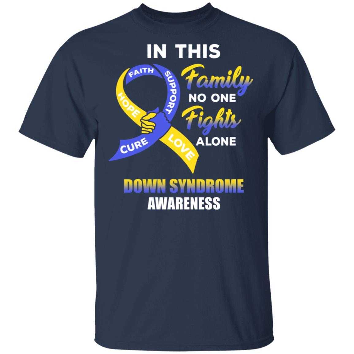 In This School No One Fights Down Syndrome Awareness Alone-T-Shirt & Hoodie-Classic T-Shirt-Navy