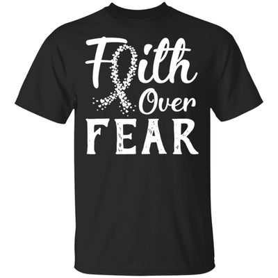 Lung Cancer Awareness White Faith Over Fear-T-Shirt & Hoodie-Classic T-Shirt-Black