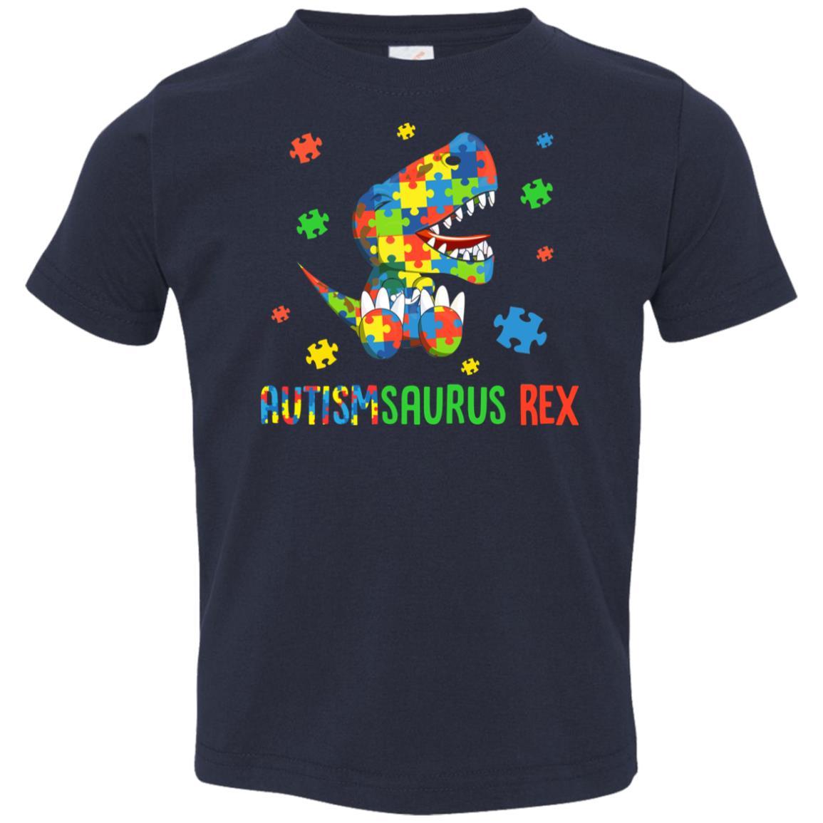 Autismsaurus Rex Autism Dinosaur T-Rex For Kids Youth-Youth Shirt-Toddler T-Shirt-Navy