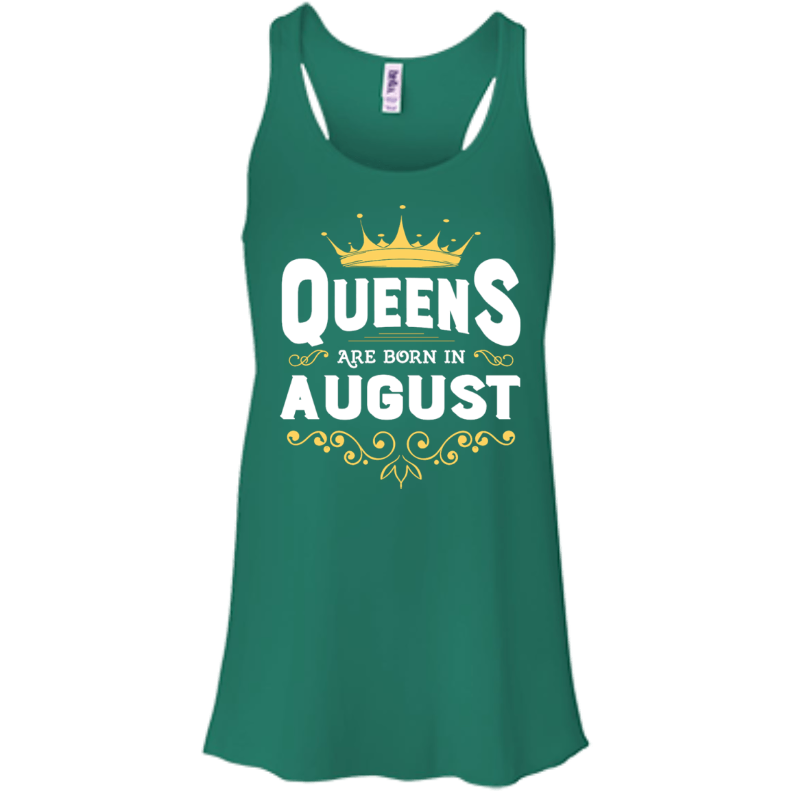 Queens Are Born In August-T-Shirt & Hoodie-Women's Flowy Racerback Tank-Kelly