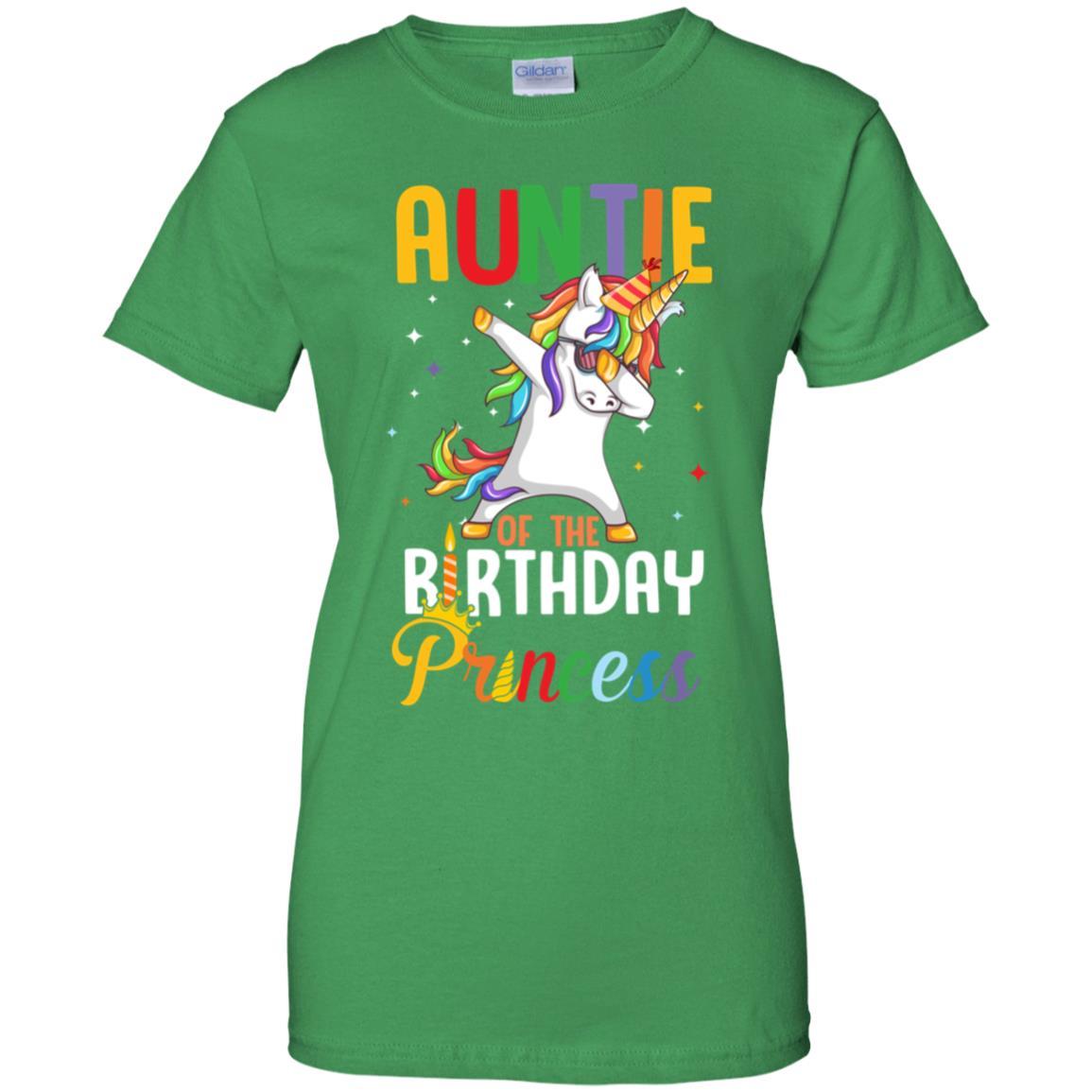 Auntie Of The Birthday Girl Dabbing Unicorn Party-T-Shirt & Hoodie-Women's T-Shirt-Irish Green