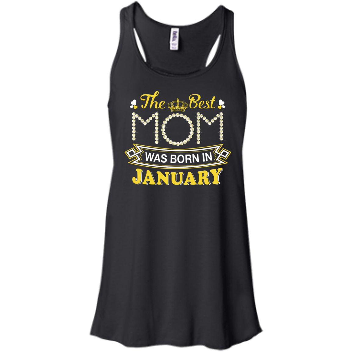 The Best Mom Was Born In January-T-Shirt & Hoodie-Women's Flowy Racerback Tank-Black