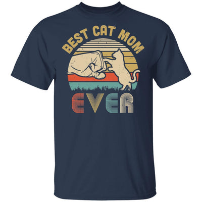 Vintage Best Cat Mom Ever Bump Fit Funny Mom Gifts-T-Shirt & Hoodie-Classic T-Shirt-Navy