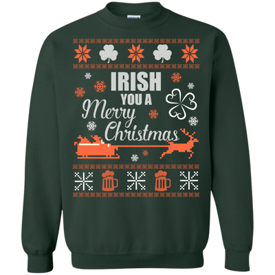 Irish You A Merry Chrristmas-T-Shirt & Hoodie-Crewneck Sweatshirt-Forest Green