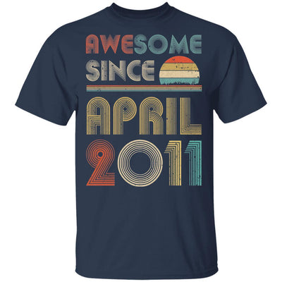 Awesome Since April 2011 Vintage 10th Birthday Gifts Youth-Youth Shirt-Youth T-Shirt-Navy