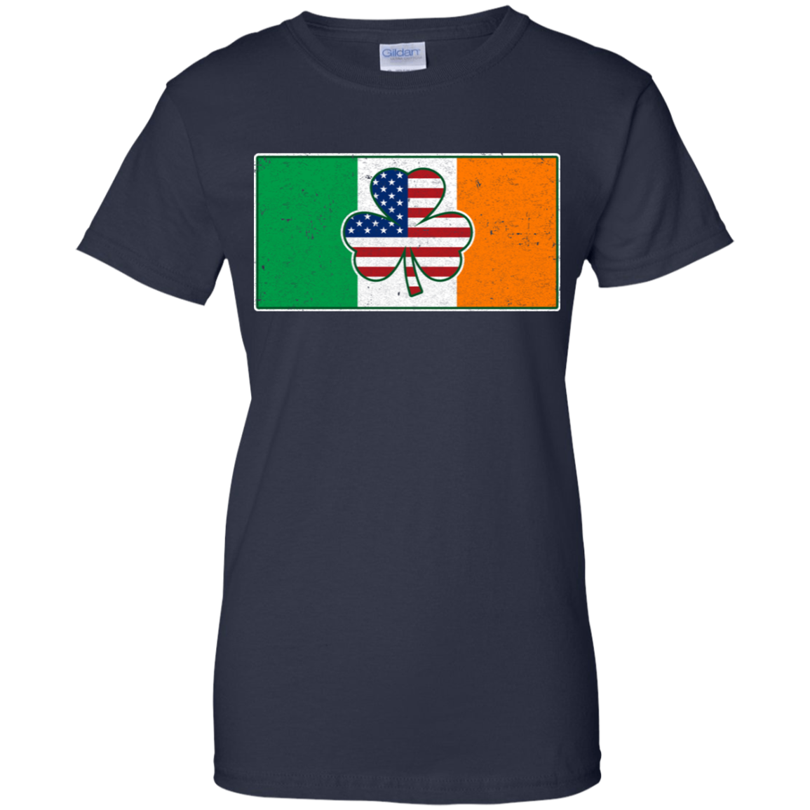 Shamrock Irish Ireland USA American Flag Gift-T-Shirt & Hoodie-Women's T-Shirt-Navy