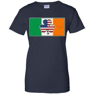 Shamrock Irish Ireland USA American Flag Gift-T-Shirt & Hoodie-Women's T-Shirt-Navy