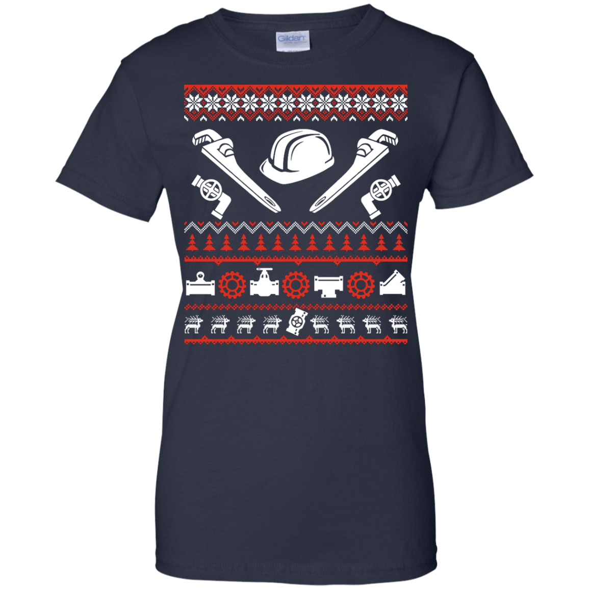 Pipefitter Christmas Sweater-T-Shirt & Hoodie-Women's T-Shirt-Navy