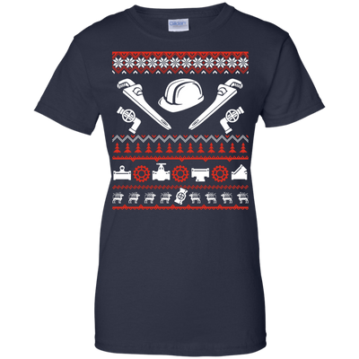 Pipefitter Christmas Sweater-T-Shirt & Hoodie-Women's T-Shirt-Navy