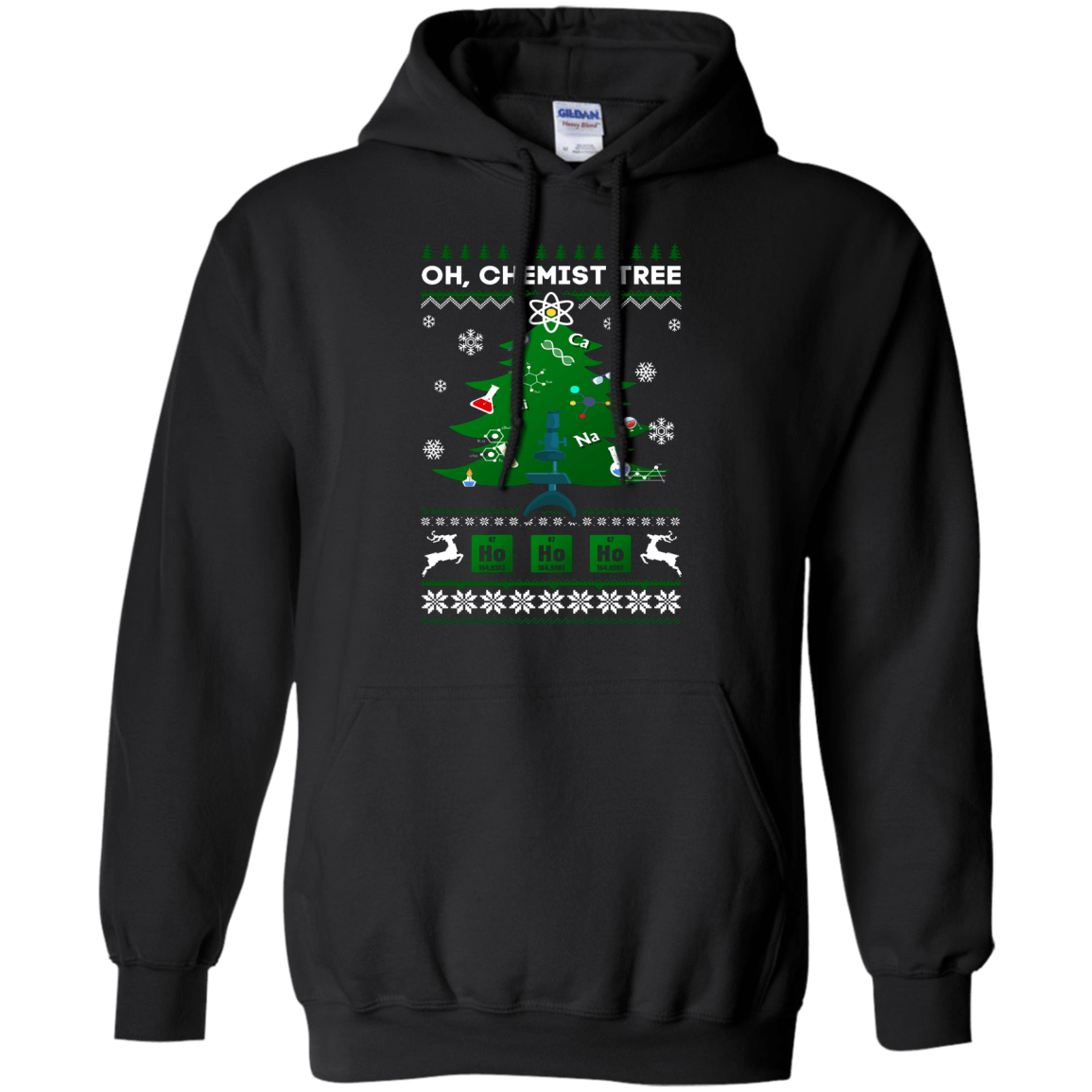 Oh Chemistry Tree Science Christmas Ugly Sweater Gift-T-Shirt & Hoodie-Pullover Hoodie-Black