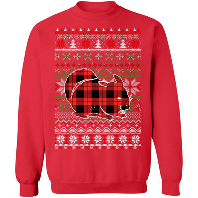 Chinchilla Red Plaid Ugly Christmas Sweater Funny Gifts-T-Shirt & Sweatshirt-Crewneck Sweatshirt-Red