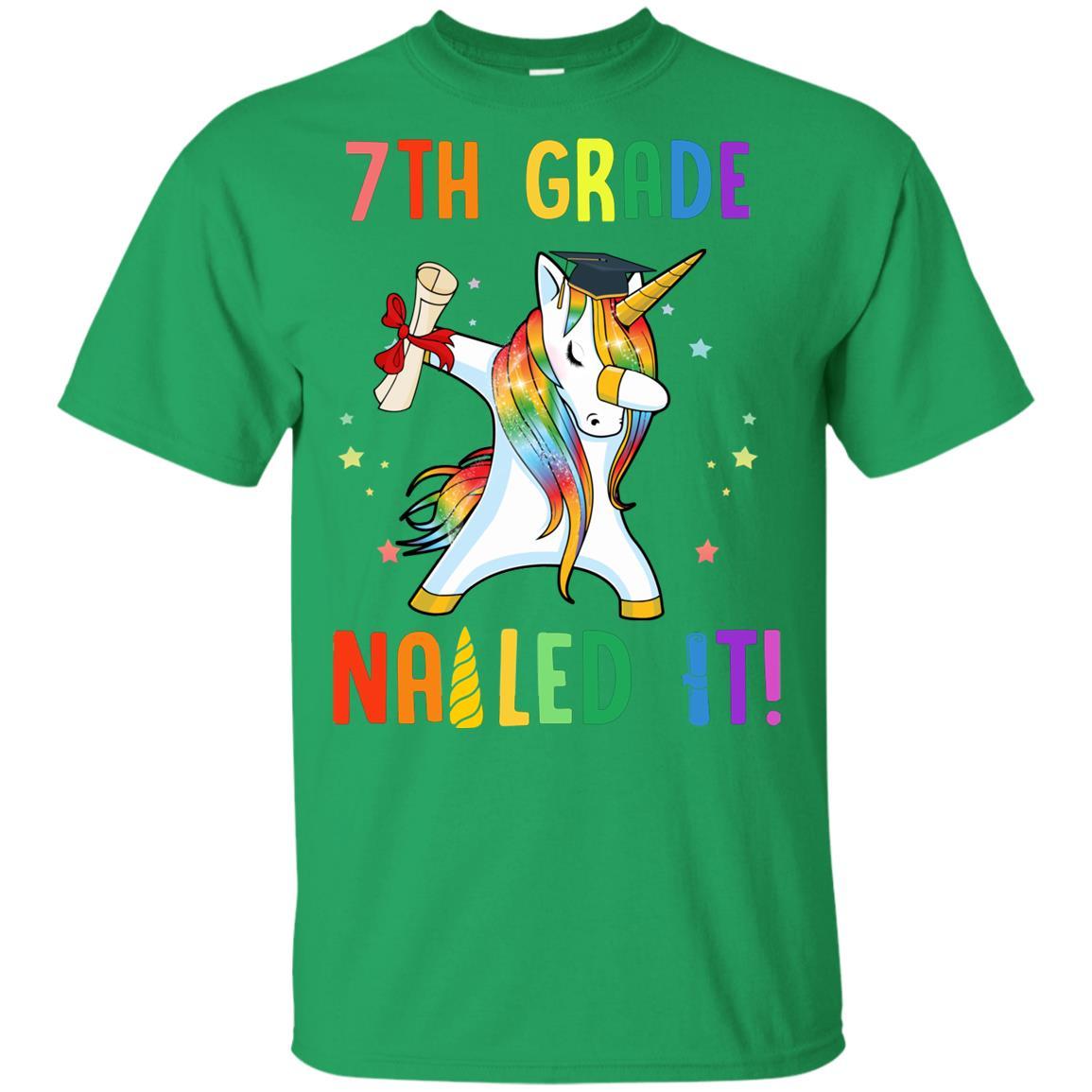Dabbing 7th Grade Unicorn Nailed It Graduation Class Of 2021 Youth-Youth Shirt-Youth T-Shirt-Irish Green