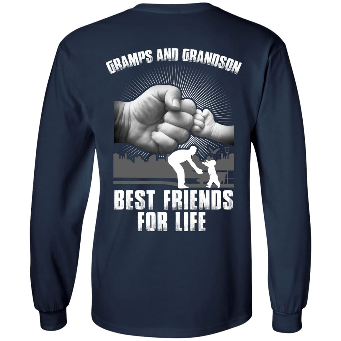 Gramps And Grandson Best Friends For Life-T-Shirt & Hoodie-Long Sleeve T-Shirt-Navy