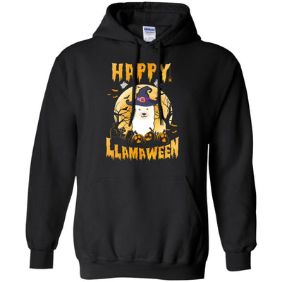 Halloween Llama Witch Costume Happy Llamaween-T-Shirt & Tank Top-Pullover Hoodie-Black