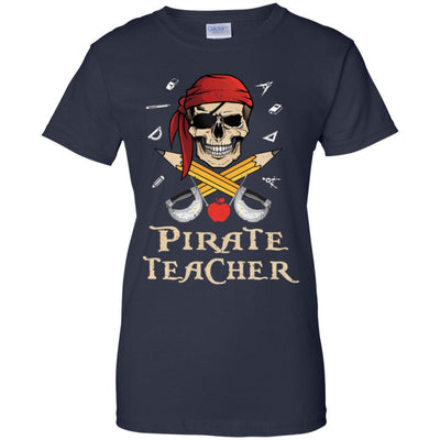 Funny Pirate Teacher Halloween Skull Adult Gift-T-Shirt & Hoodie-Women's T-Shirt-Navy