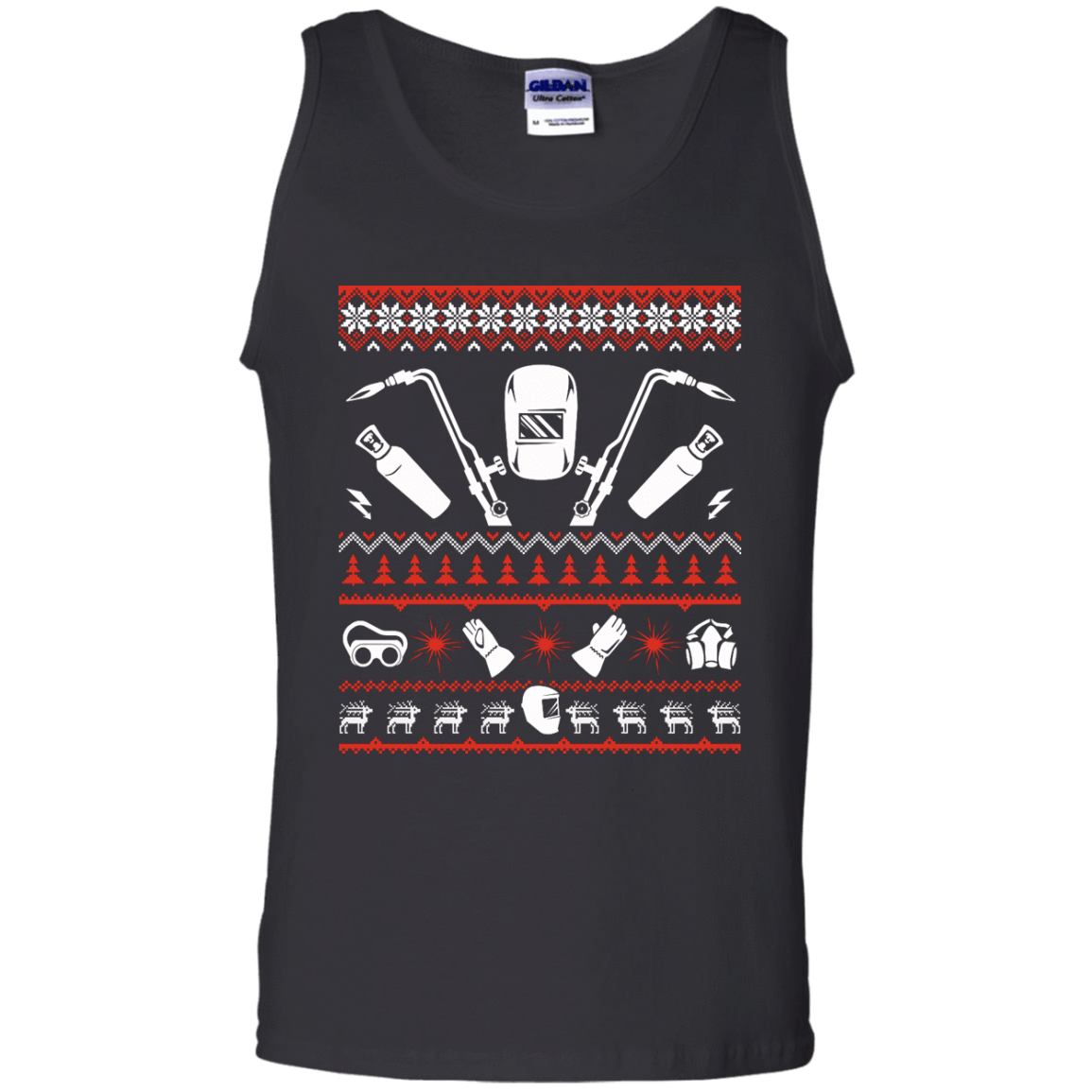 Welder Christmas Sweater-T-Shirt & Hoodie-Unisex Tank-Black