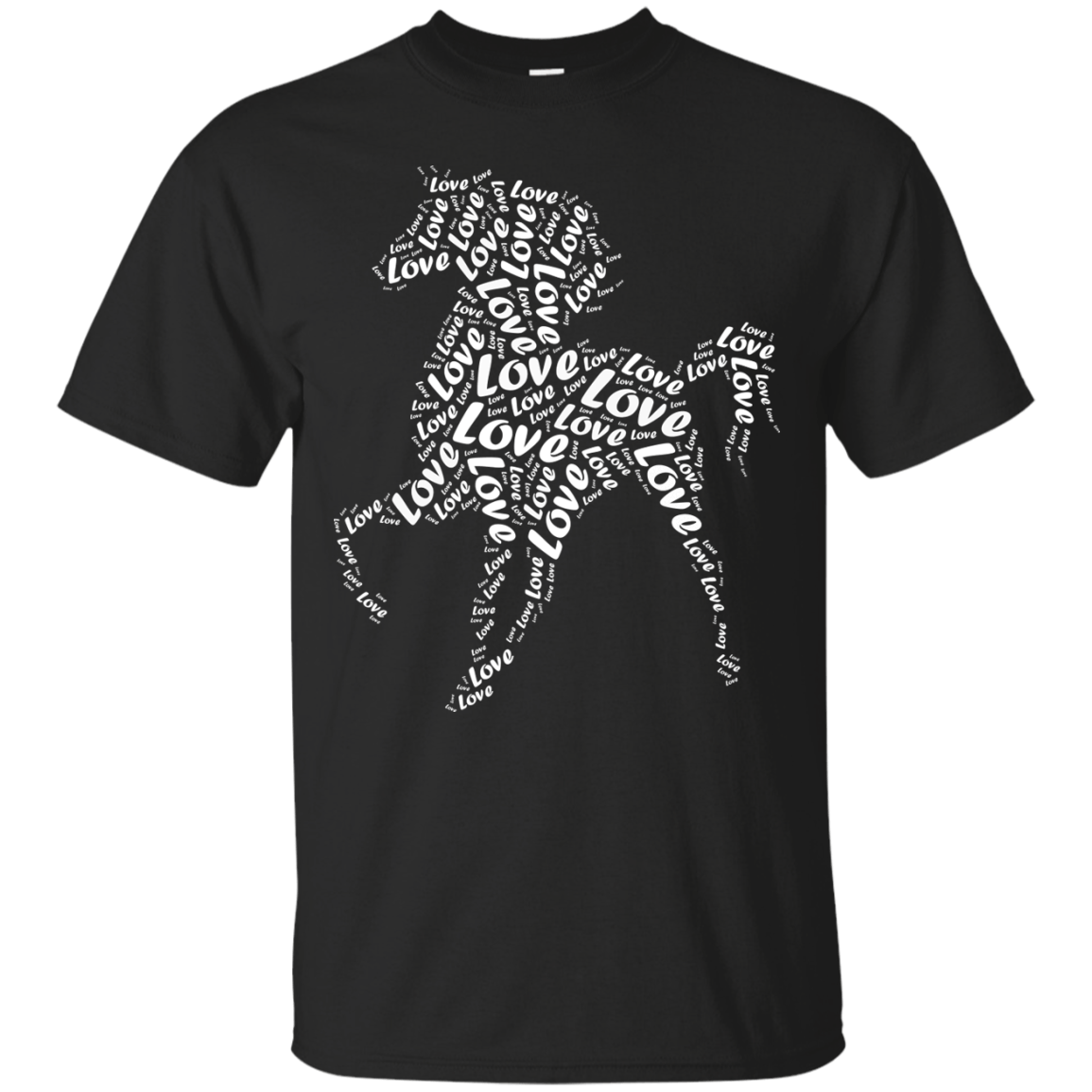 I Love Horse T-Shirt Word Graphic Tee-T-Shirt & Hoodie-Classic T-Shirt-Black
