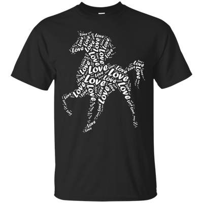 I Love Horse T-Shirt Word Graphic Tee-T-Shirt & Hoodie-Classic T-Shirt-Black