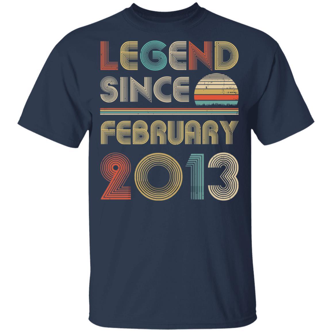 Legend Since February 2013 Vintage 8th Birthday Gifts Youth-Youth Shirt-Youth T-Shirt-Navy