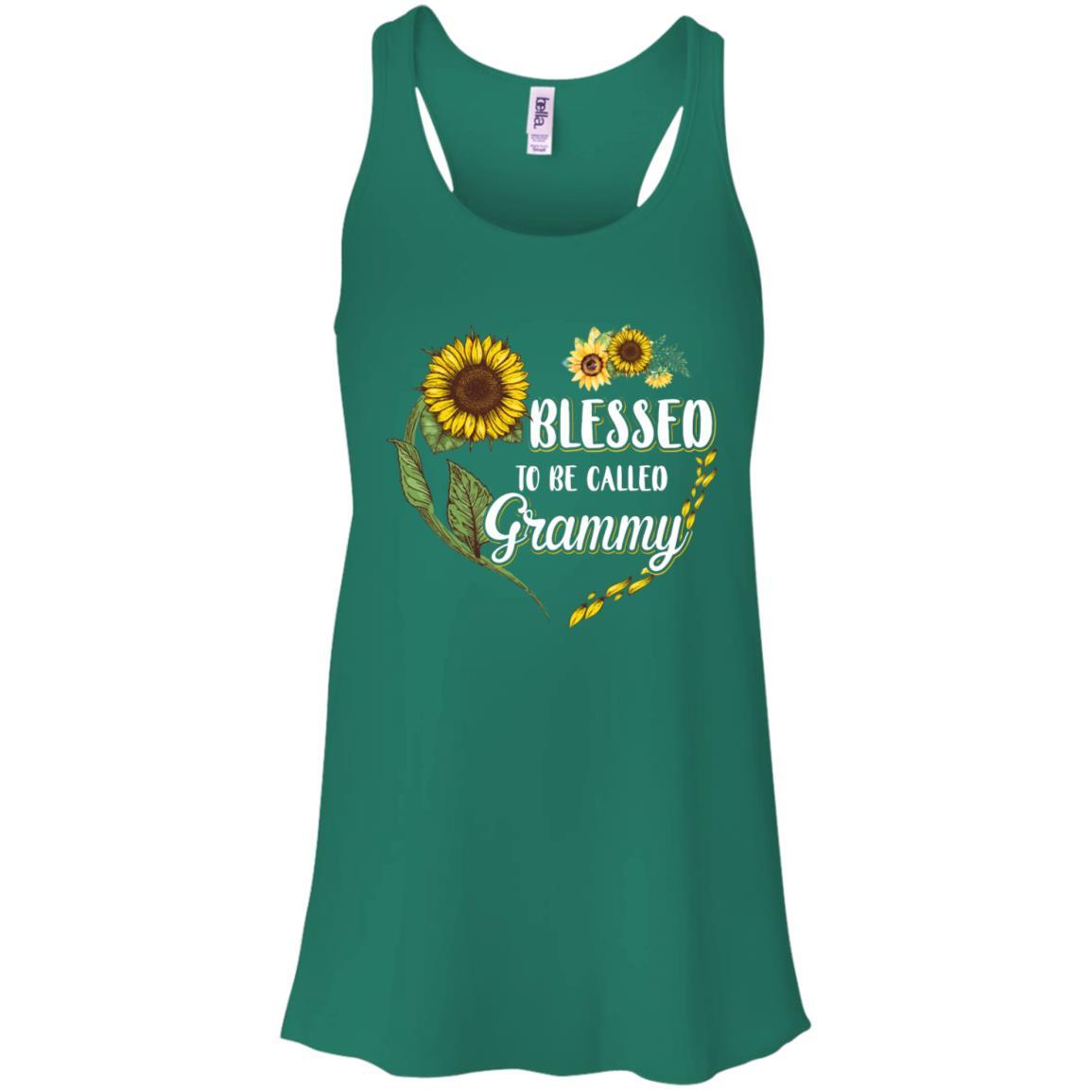 Blessed To Be Called Grammy Sunflower Mothers Day Gift-T-Shirt & Tank Top-Women's Flowy Racerback Tank-Kelly Green