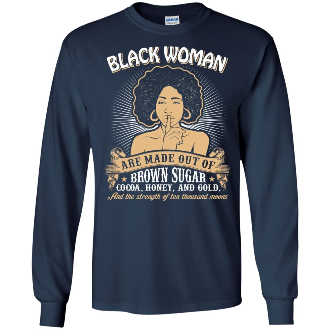 Black Girls Made Of-T-Shirt & Hoodie-Long Sleeve T-Shirt-Navy
