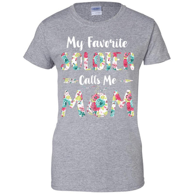 Floral My Favorite Soldier Calls Me Mom Mothers Day Gift-T-Shirt & Hoodie-Women's T-Shirt-Sport Grey