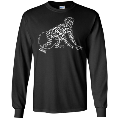 I Love Monkey T-Shirt Word Graphic Tee-T-Shirt & Hoodie-Long Sleeve T-Shirt-Black