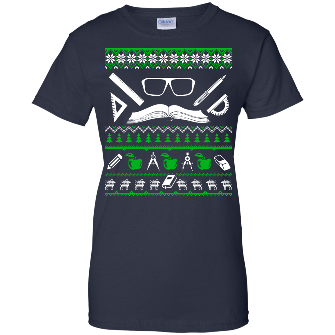 Teacher Christmas Sweater-T-Shirt & Hoodie-Women's T-Shirt-Navy