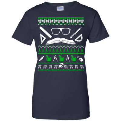 Teacher Christmas Sweater-T-Shirt & Hoodie-Women's T-Shirt-Navy