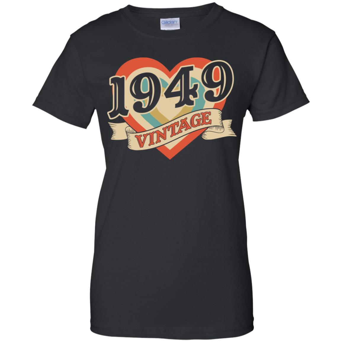 Vintage Retro Classic Heart Made In 1949 72th Birthday-T-Shirt & Tank Top-Women's T-Shirt-Black