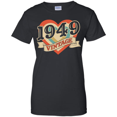 Vintage Retro Classic Heart Made In 1949 72th Birthday-T-Shirt & Tank Top-Women's T-Shirt-Black