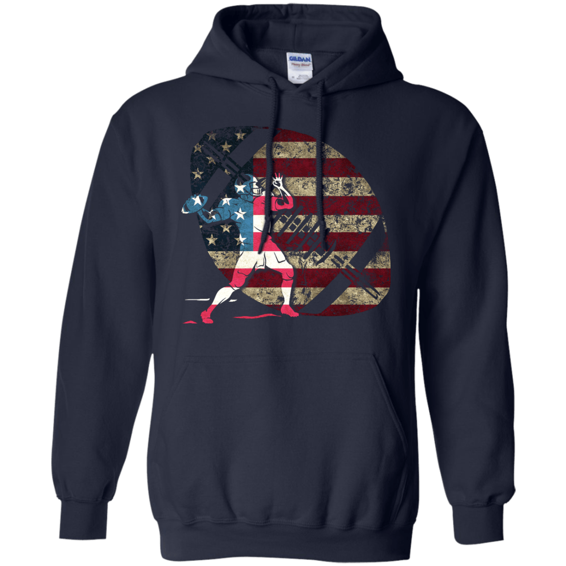 Quarterback Football America Flag-T-Shirt & Hoodie-Pullover Hoodie-Navy