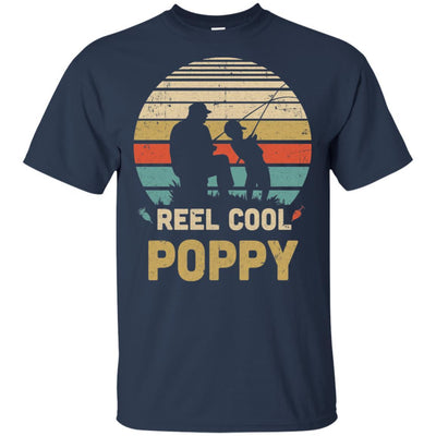 Vintage Father's Day Gift Reel Cool Poppy Fishing-T-Shirt & Hoodie-Classic T-Shirt-Navy