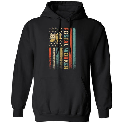 Postal Worker American Flag Mail Carrier Delivery-T-Shirt & Hoodie-Pullover Hoodie-Black