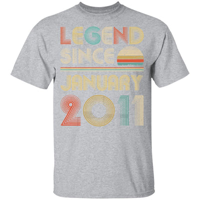 Legend Since January 2011 Vintage 10th Birthday Gifts Youth-Youth Shirt-Youth T-Shirt-Sport Grey